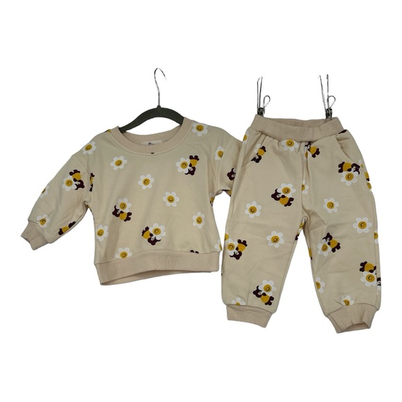 Little Peanut Shop teddybear daisy two-piece jogger set - Picture 2 of 2